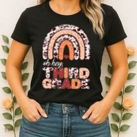 Oh Hey Third Grade Leopard Print Pattern Rainbow Women's T-Shirt thumb 2