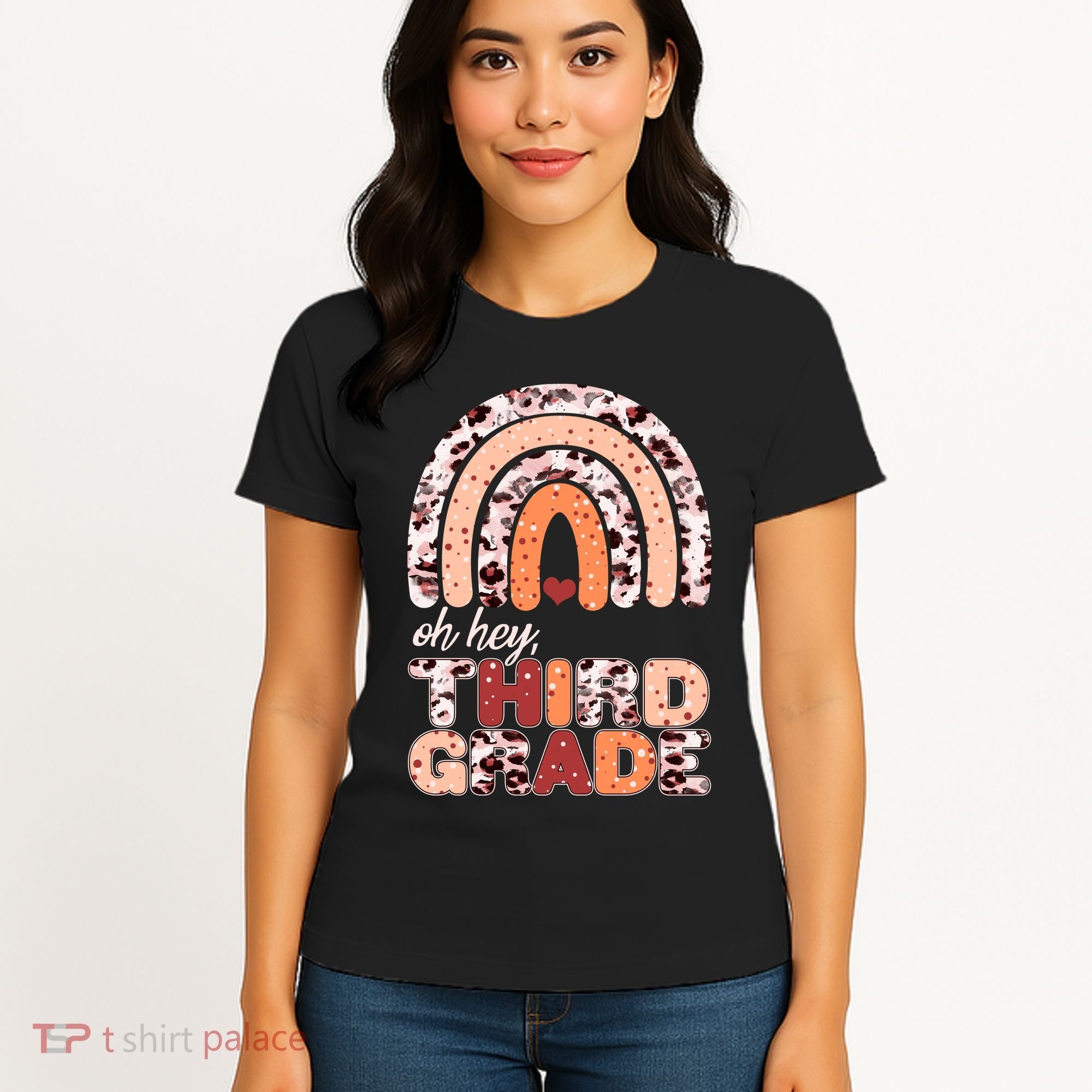 Oh Hey Third Grade Leopard Print Pattern Rainbow Women's T-Shirt