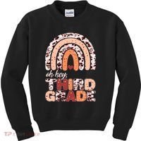 Oh Hey Third Grade Leopard Print Pattern Rainbow Kids Sweatshirt thumb 0