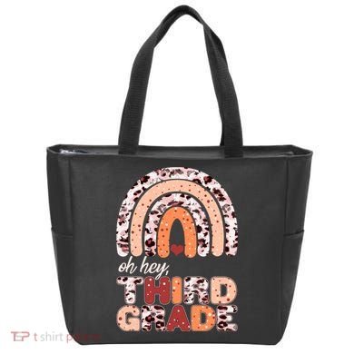 Oh Hey Third Grade Leopard Print Pattern Rainbow Tote Bag