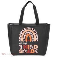 Oh Hey Third Grade Leopard Print Pattern Rainbow Tote Bag thumb 0