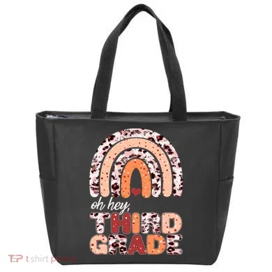 Oh Hey Third Grade Leopard Print Pattern Rainbow Tote Bag