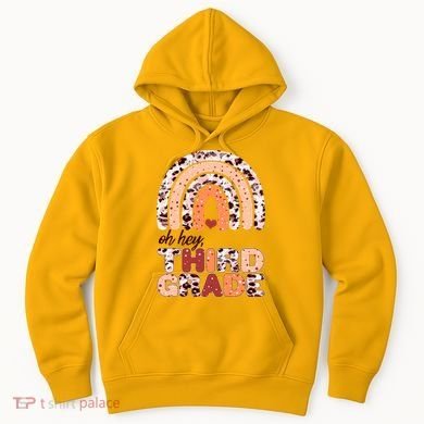 Oh Hey Third Grade Leopard Print Pattern Rainbow Hoodie