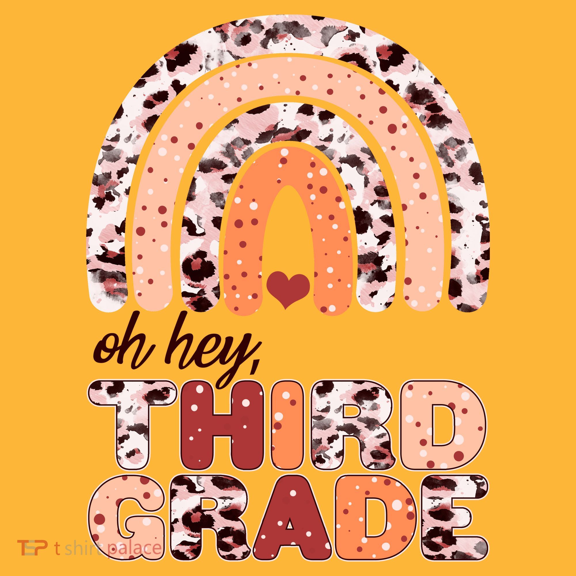Oh Hey Third Grade Leopard Print Pattern Rainbow Long Sleeve Shirt