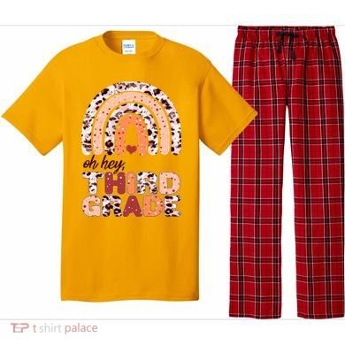 Oh Hey Third Grade Leopard Print Pattern Rainbow Pajama Set