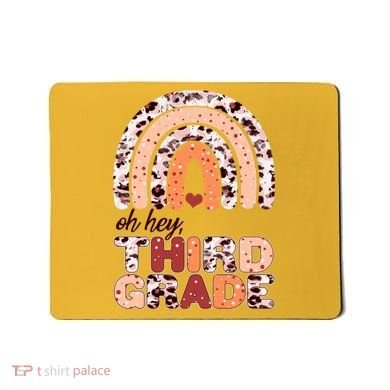Oh Hey Third Grade Leopard Print Pattern Rainbow Mousepad