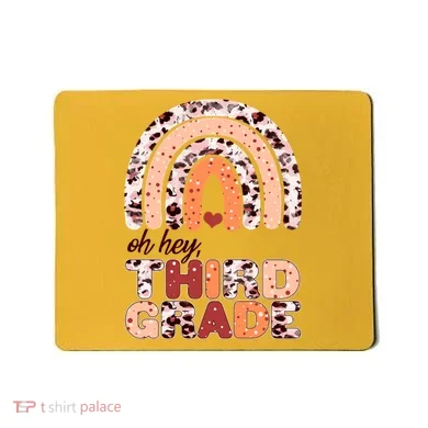 Oh Hey Third Grade Leopard Print Pattern Rainbow Mousepad