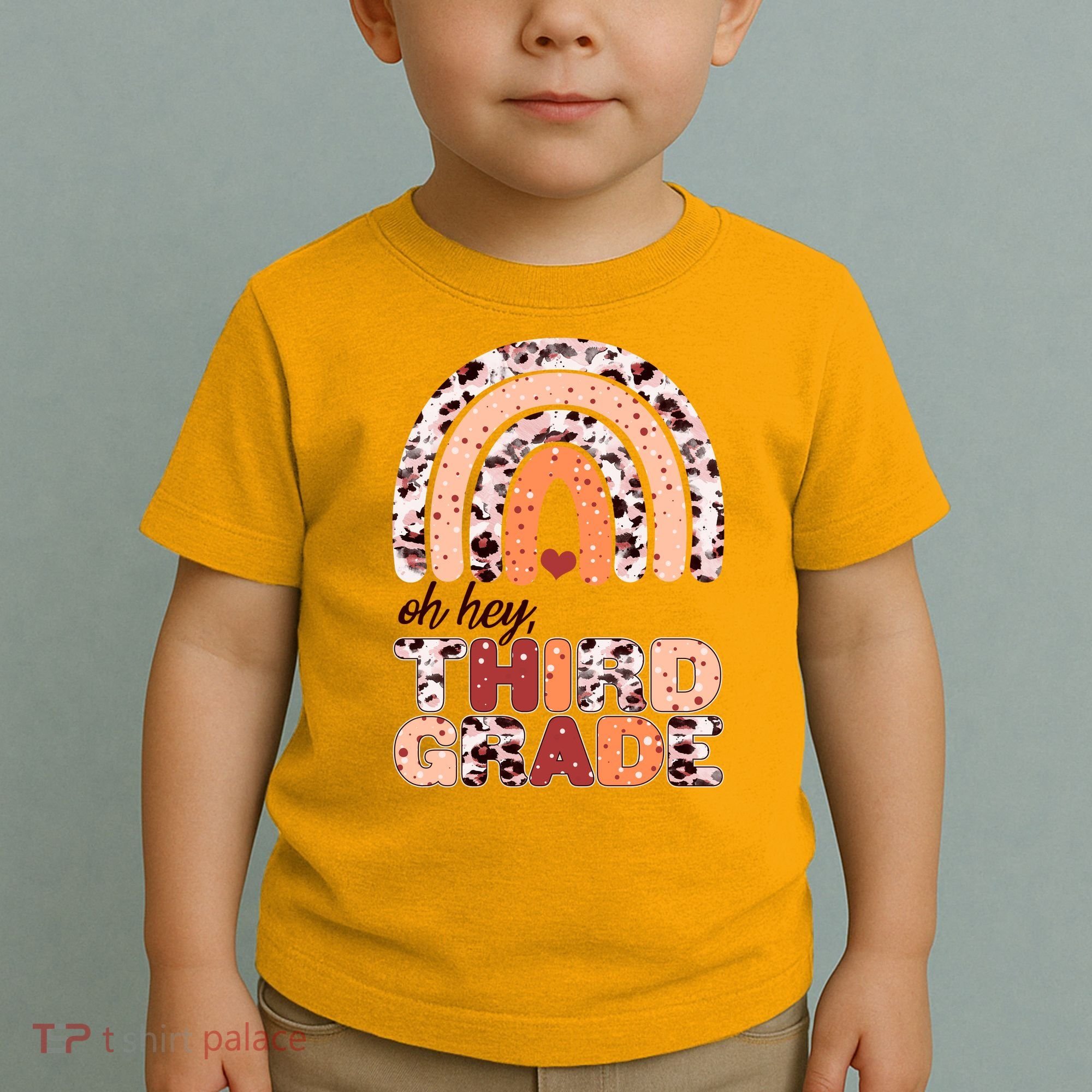 Oh Hey Third Grade Leopard Print Pattern Rainbow Toddler T-Shirt