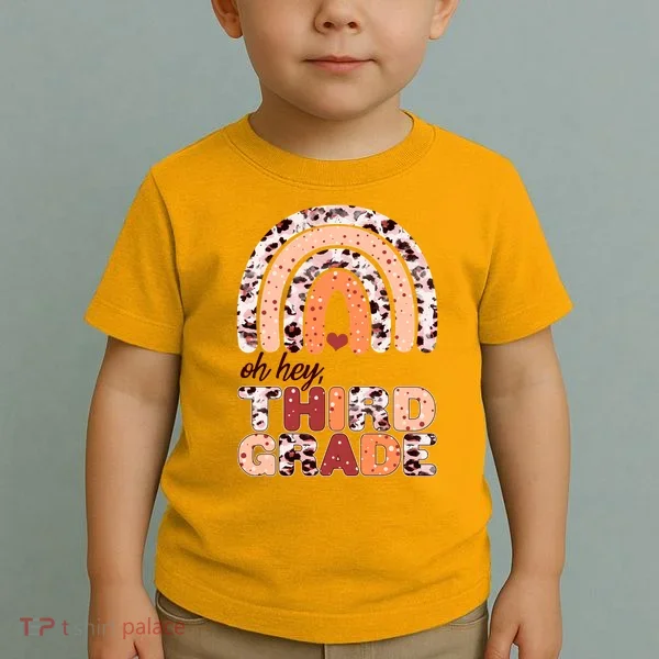 Oh Hey Third Grade Leopard Print Pattern Rainbow Toddler T-Shirt