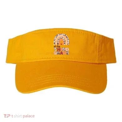 Oh Hey Third Grade Leopard Print Pattern Rainbow Visor