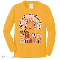 Oh Hey Third Grade Leopard Print Pattern Rainbow Kids Long Sleeve Shirt thumb 0