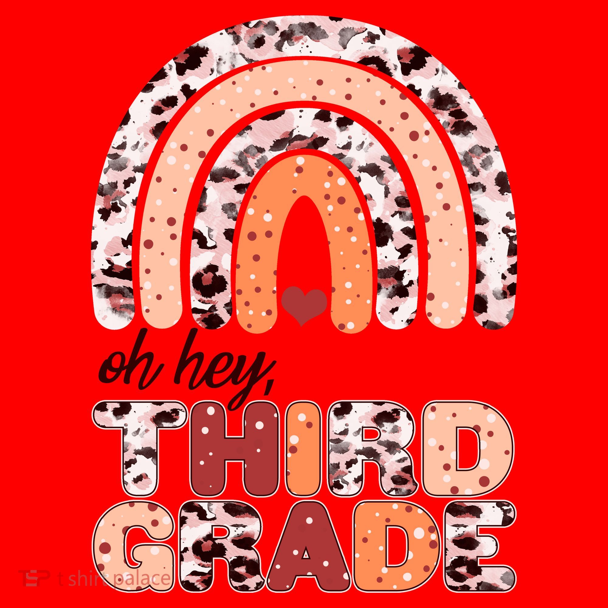 Oh Hey Third Grade Leopard Print Pattern Rainbow Santa Hat