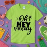 Oh Hey Vacay Palm Tree Summer Kids T-Shirt thumb 3