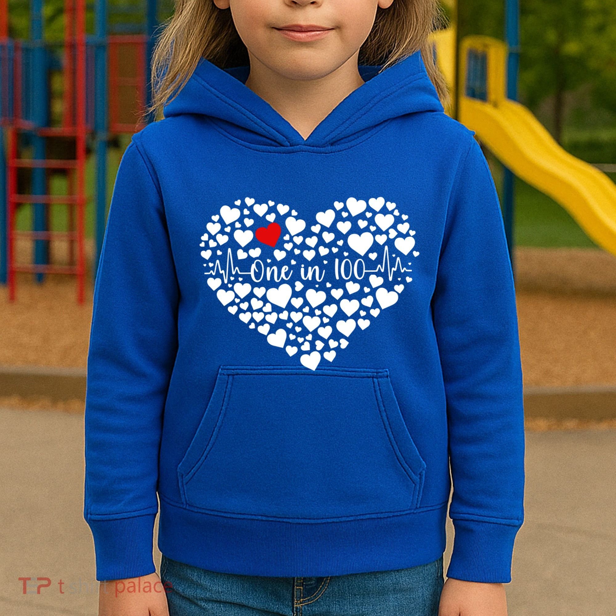 One In 100 Chd Congenital Heart Disease Awareness Gift Kids Hoodie