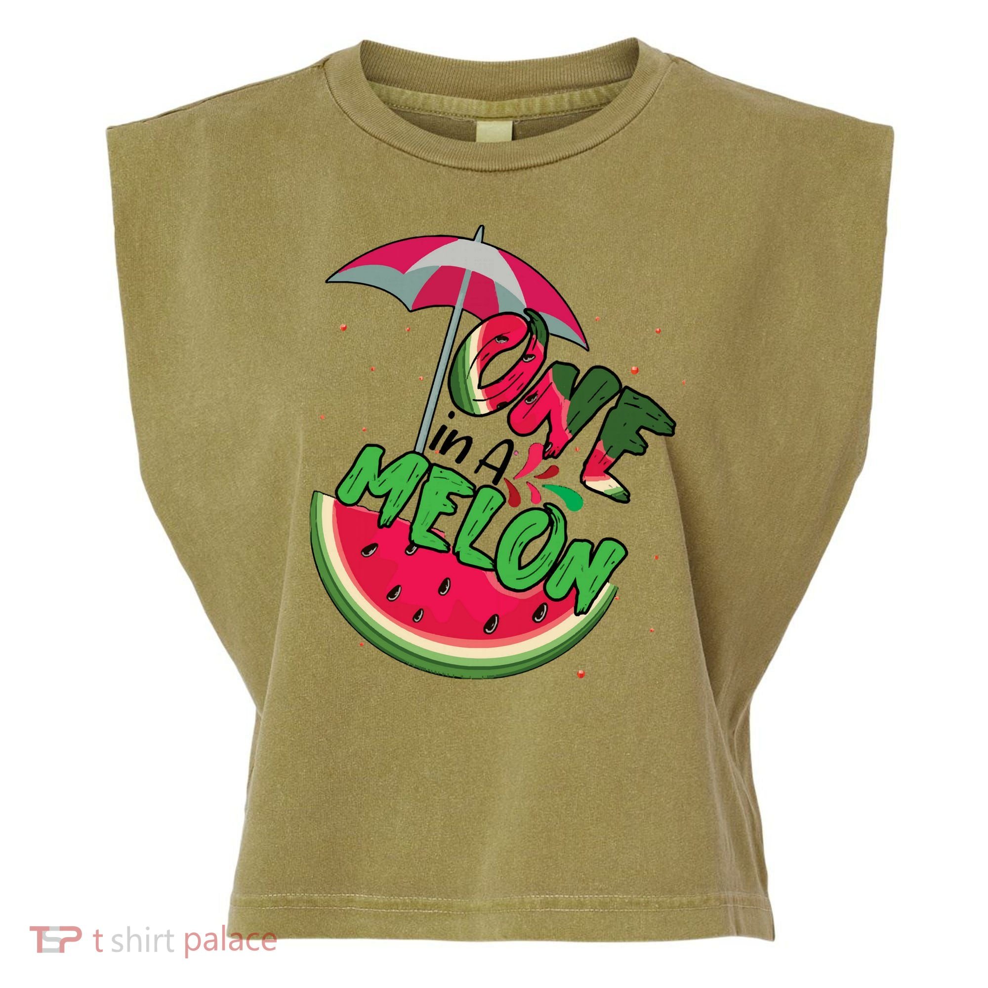 One In A Melon Adorable Cute Fun Summer Watermelon Gift Tee Garment-Dyed Women's Muscle Tee