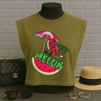 One In A Melon Adorable Cute Fun Summer Watermelon Gift Tee Garment-Dyed Women's Muscle Tee thumb 3