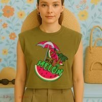 One In A Melon Adorable Cute Fun Summer Watermelon Gift Tee Garment-Dyed Women's Muscle Tee thumb 4