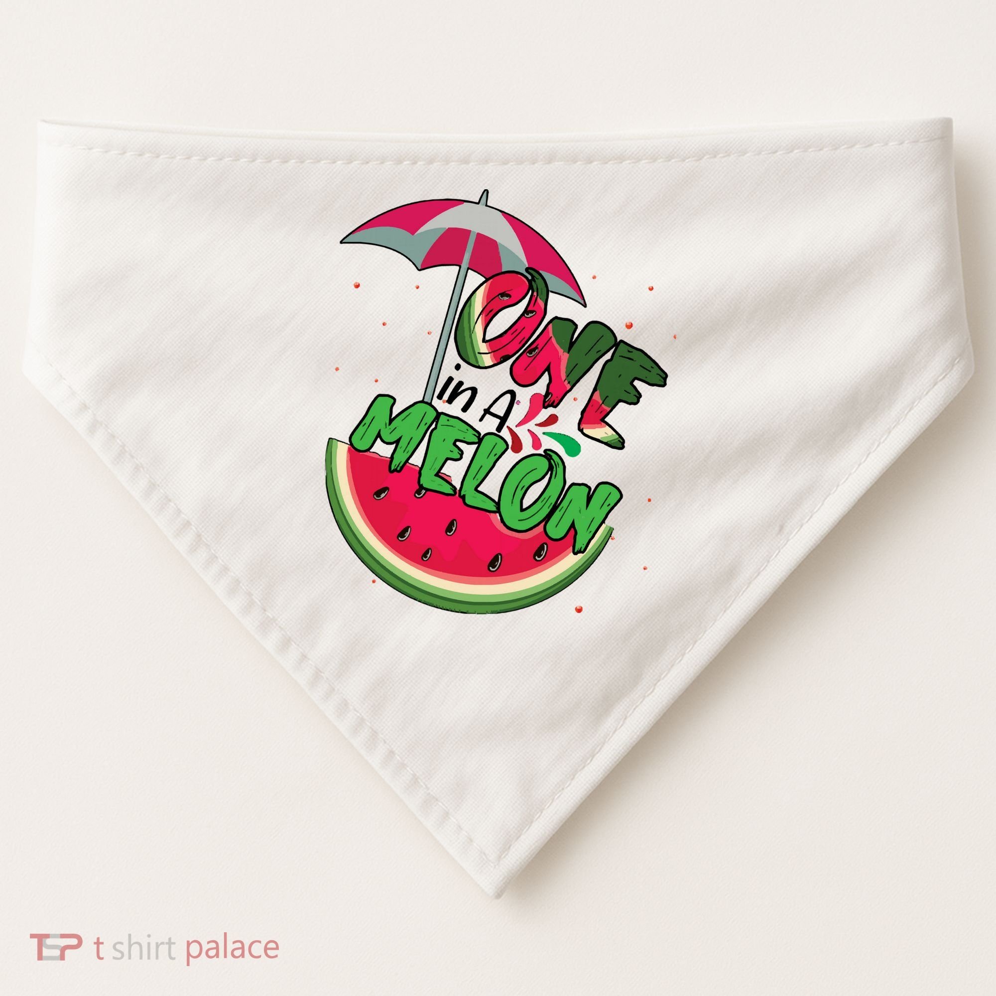 One In A Melon Adorable Cute Fun Summer Watermelon Gift Tee USA-Made Doggie Bandana