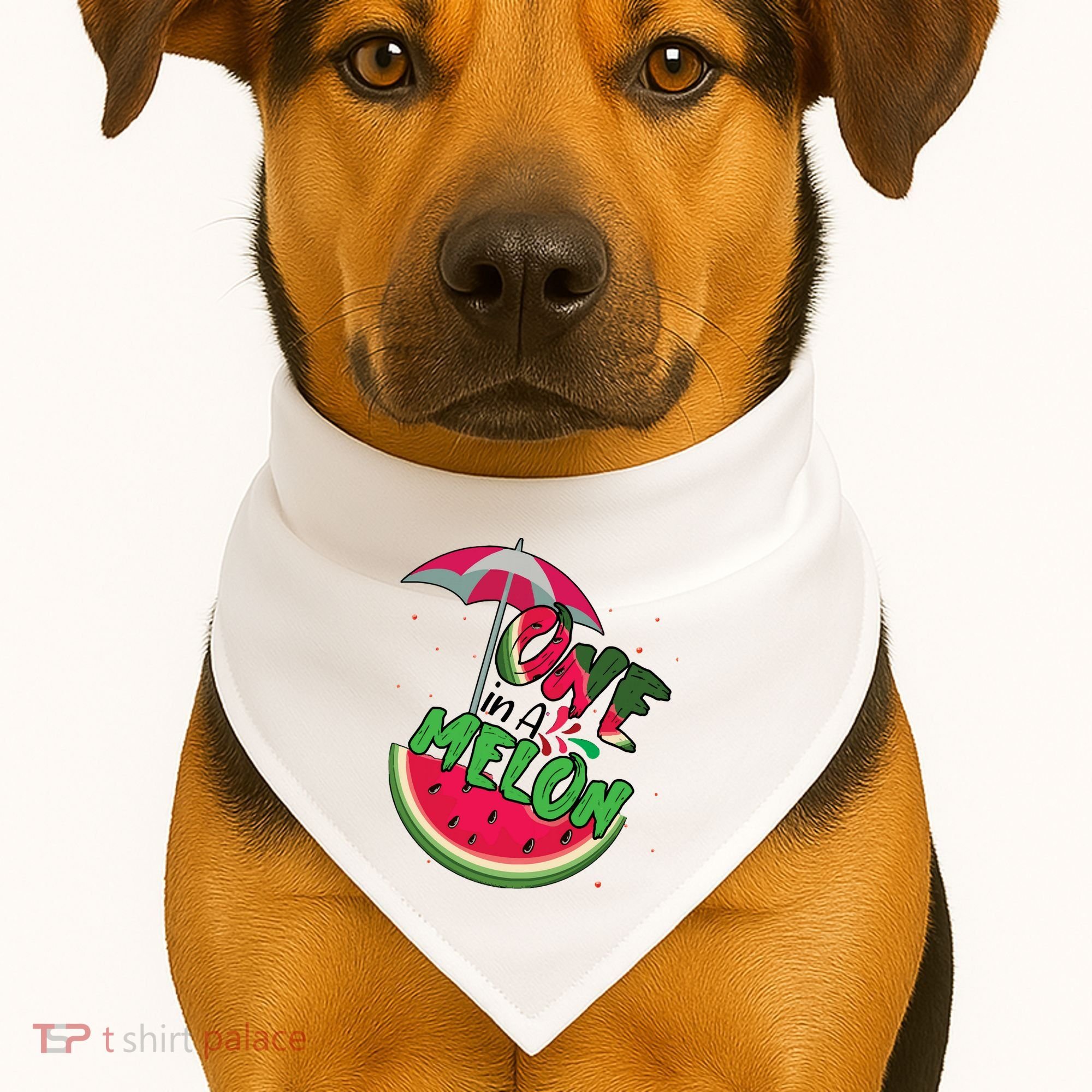 One In A Melon Adorable Cute Fun Summer Watermelon Gift Tee USA-Made Doggie Bandana