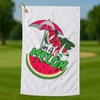 One In A Melon Adorable Cute Fun Summer Watermelon Gift Tee Golf Towel thumb 1