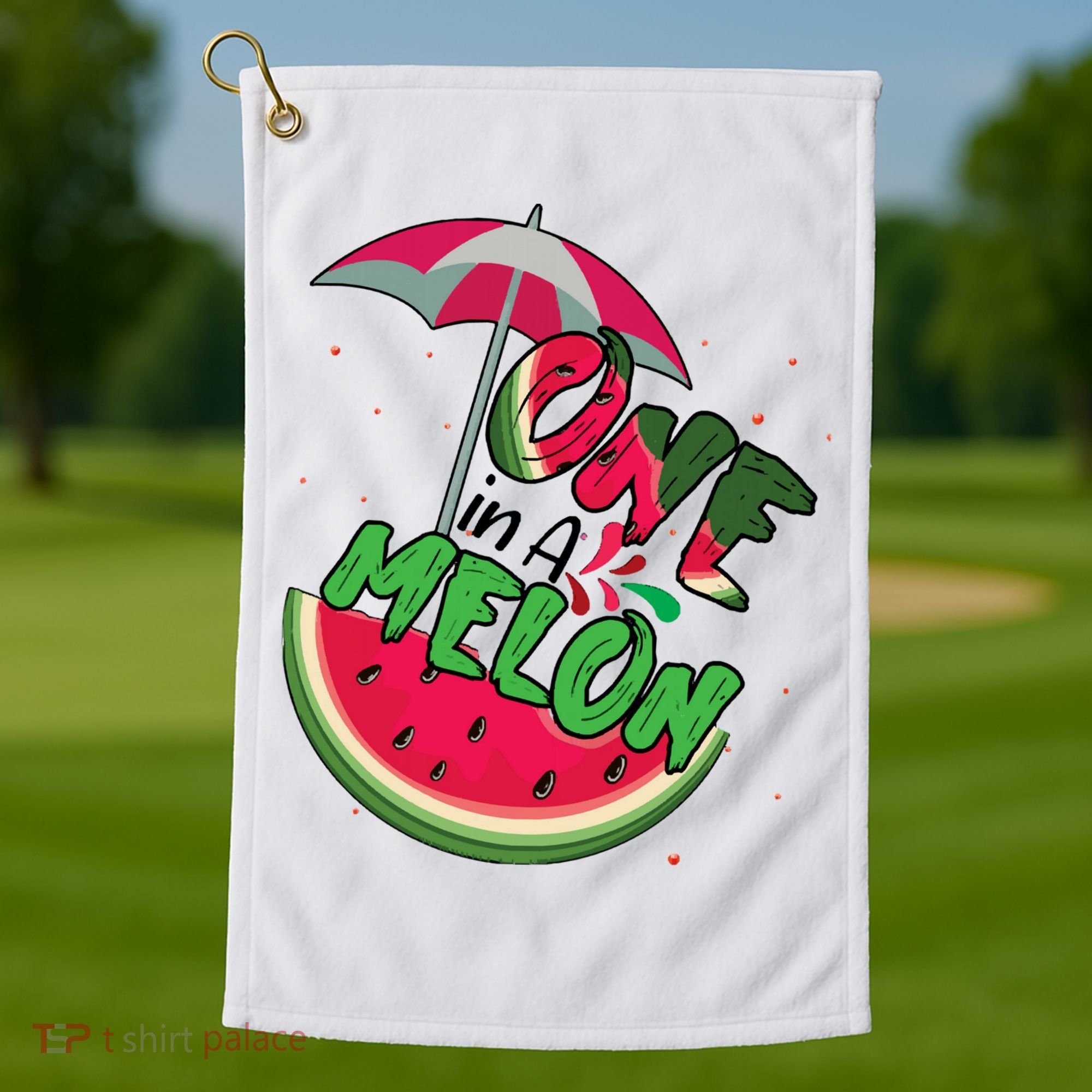 One In A Melon Adorable Cute Fun Summer Watermelon Gift Tee Golf Towel