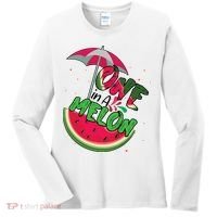 One In A Melon Adorable Cute Fun Summer Watermelon Gift Tee Women's Long Sleeve Shirt thumb 0