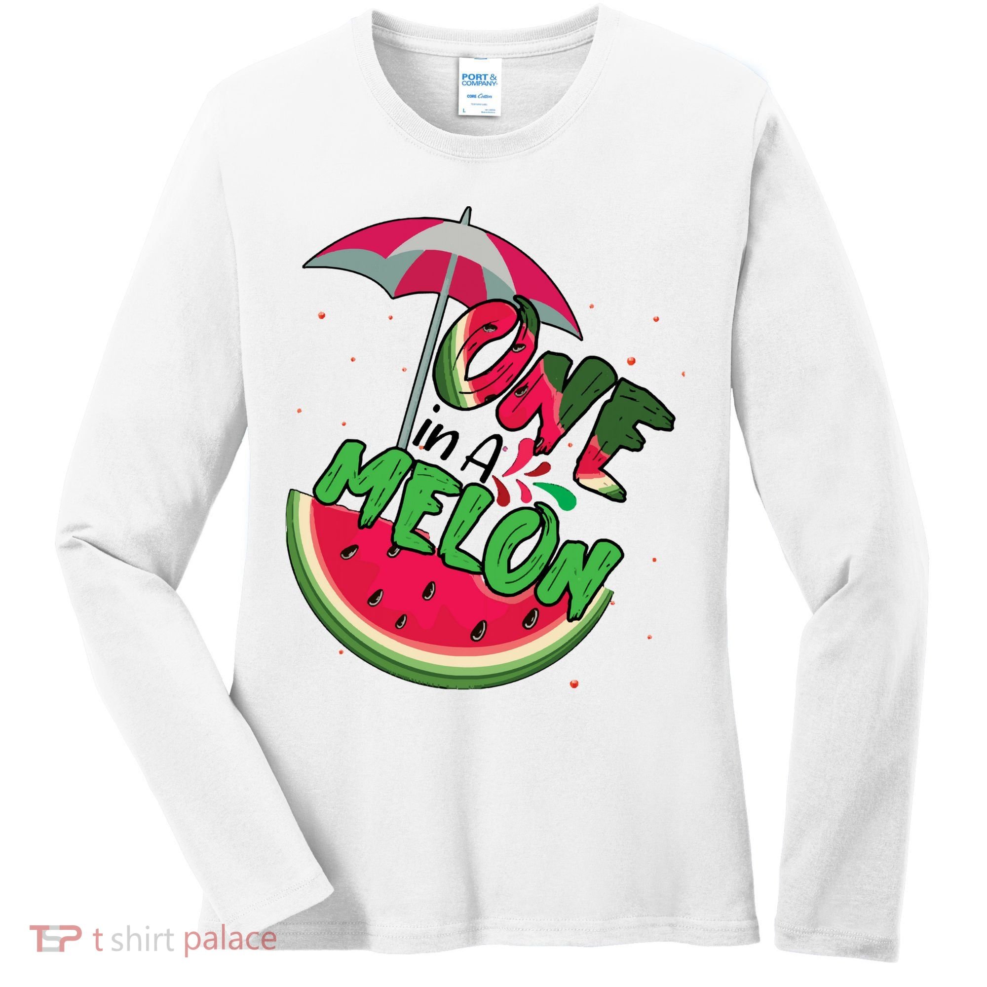 One In A Melon Adorable Cute Fun Summer Watermelon Gift Tee Women's Long Sleeve Shirt