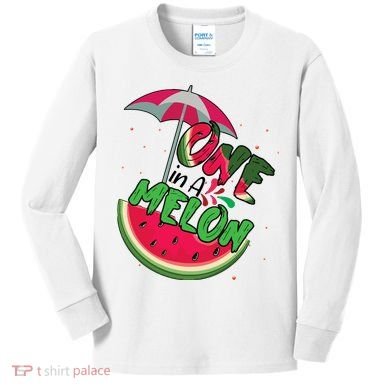 One In A Melon Adorable Cute Fun Summer Watermelon Gift Tee Kids Long Sleeve Shirt