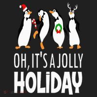 Oh It’s A Jolly a Holidays Christmas Penguin Box Santa Hat Women's Sweatshirt thumb 2