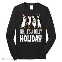 Oh It’s A Jolly a Holidays Christmas Penguin Box Santa Hat Long Sleeve Shirt thumb 0