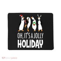 Oh It’s A Jolly a Holidays Christmas Penguin Box Santa Hat Mousepad thumb 0