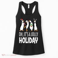Oh It’s A Jolly a Holidays Christmas Penguin Box Santa Hat Women's Tank Top thumb 0