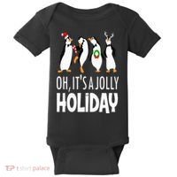 Oh It’s A Jolly a Holidays Christmas Penguin Box Santa Hat Baby Bodysuit thumb 0