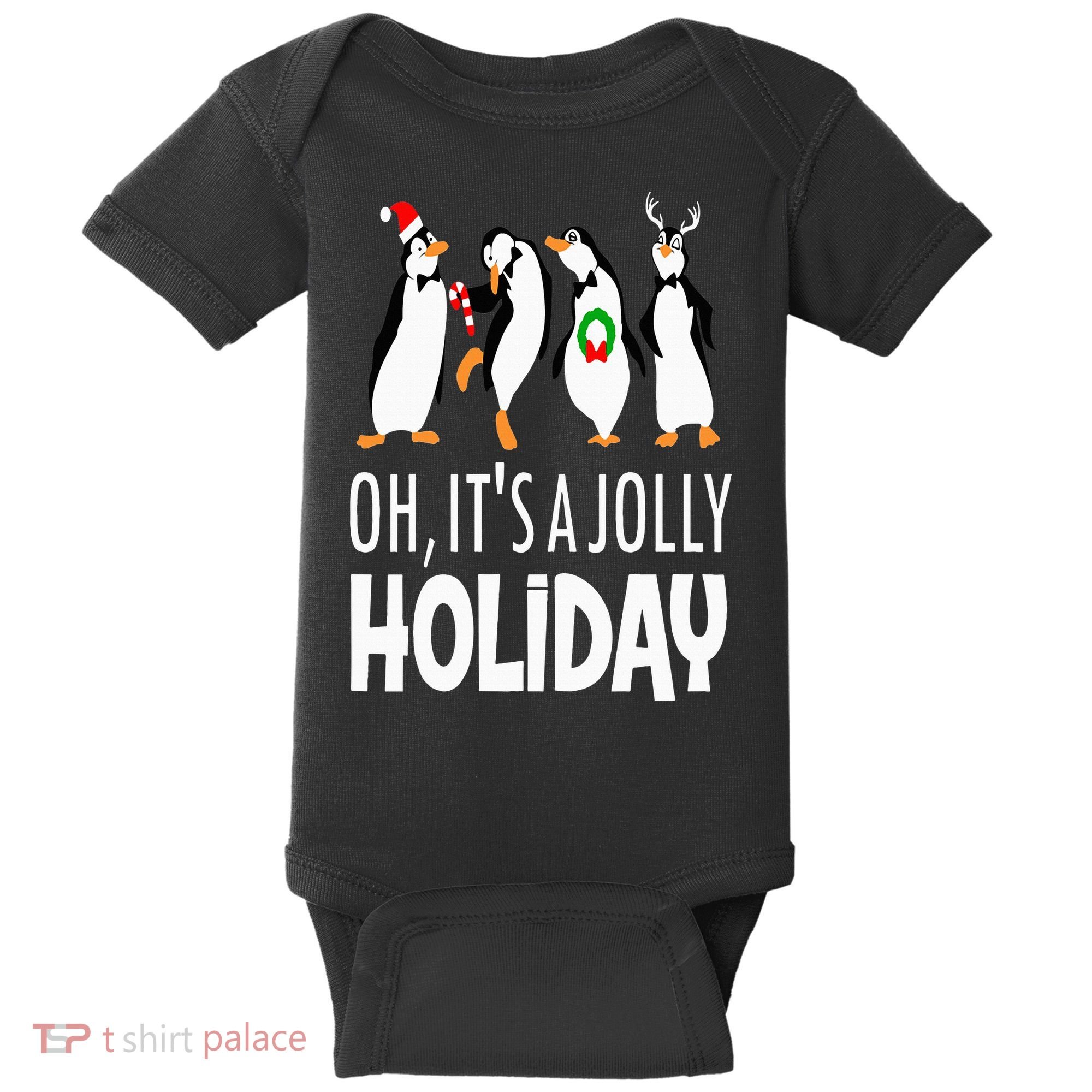 Oh It’s A Jolly a Holidays Christmas Penguin Box Santa Hat Baby Bodysuit