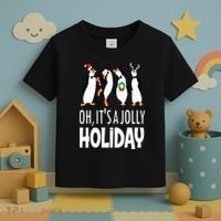 Oh It’s A Jolly a Holidays Christmas Penguin Box Santa Hat Toddler T-Shirt thumb 3