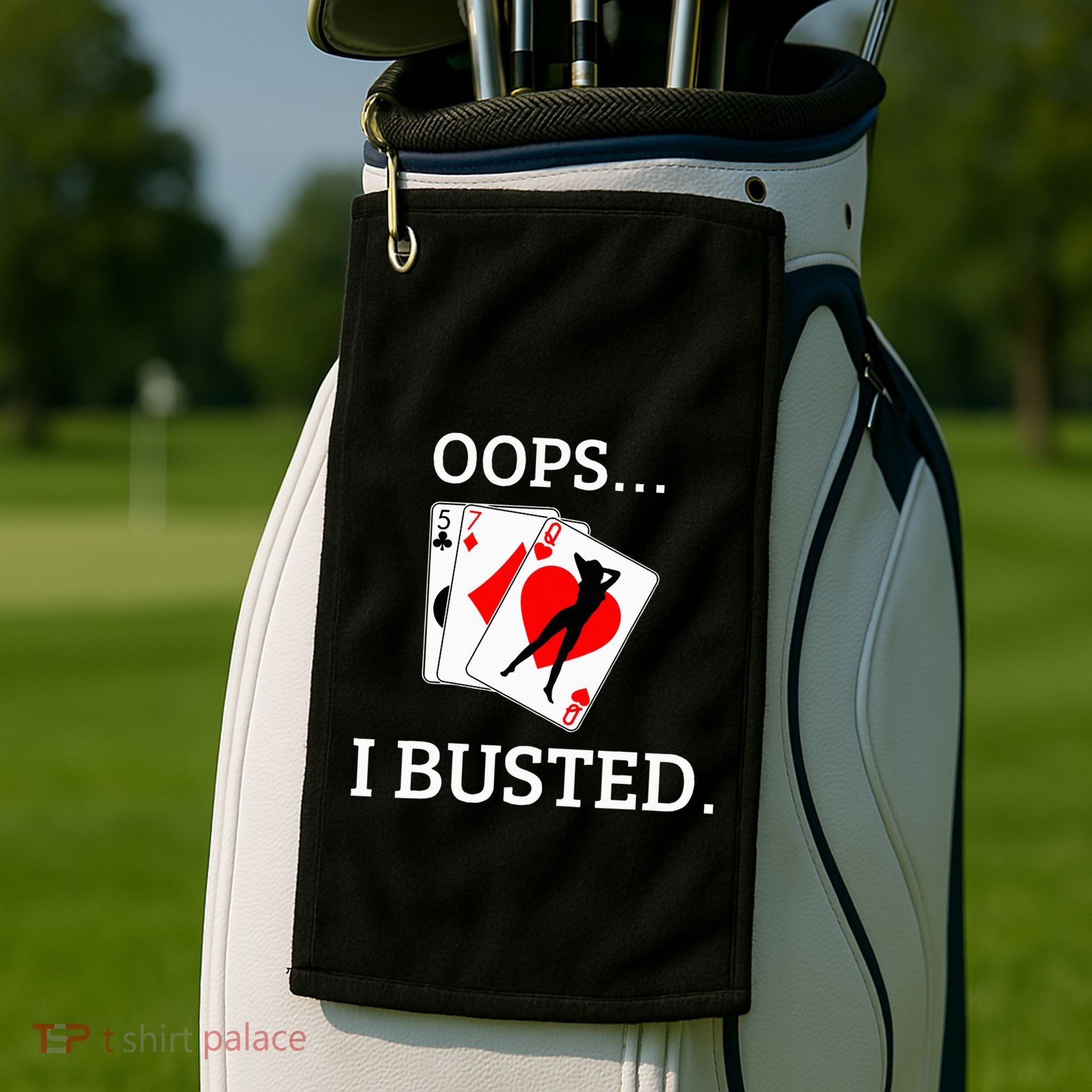 Oops I Busted Blackjack Sexy Queen Of Hearts Golf Towel