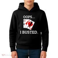 Oops I Busted Blackjack Sexy Queen Of Hearts Kids Hoodie thumb 4