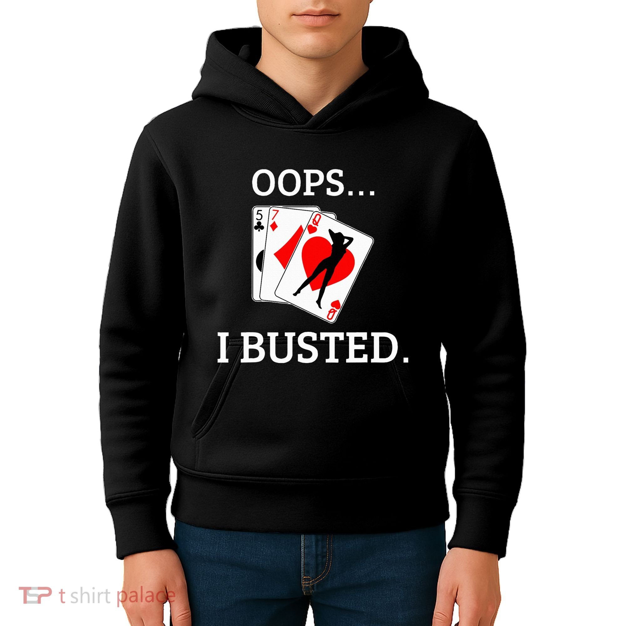 Oops I Busted Blackjack Sexy Queen Of Hearts Kids Hoodie