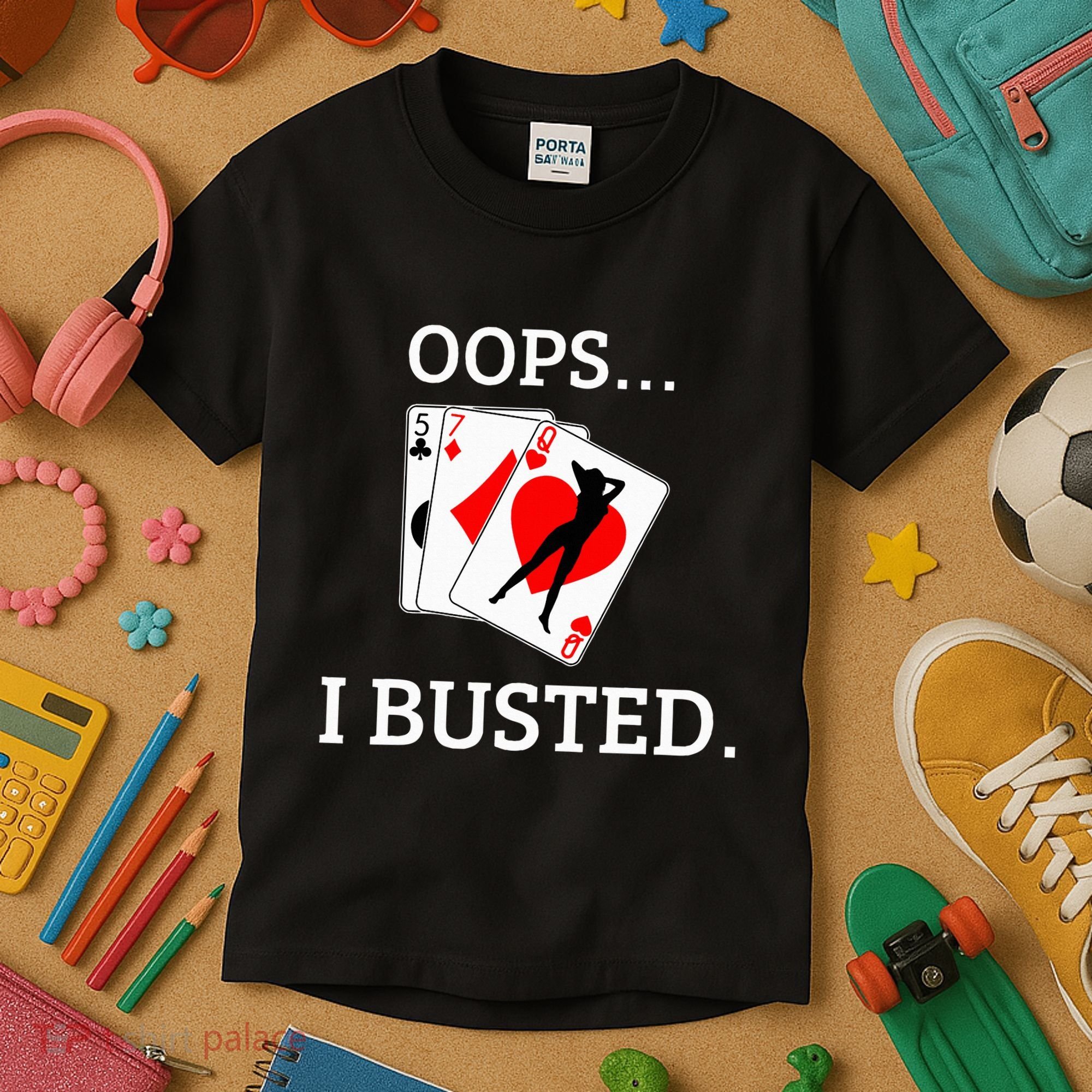 Oops I Busted Blackjack Sexy Queen Of Hearts Kids T-Shirt