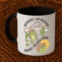 Outside I Be Hootin Inside I Be Hollerins Frog Coffee Mug thumb 2