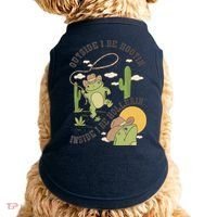 Outside I Be Hootin Inside I Be Hollerins Frog Doggie Tank thumb 0