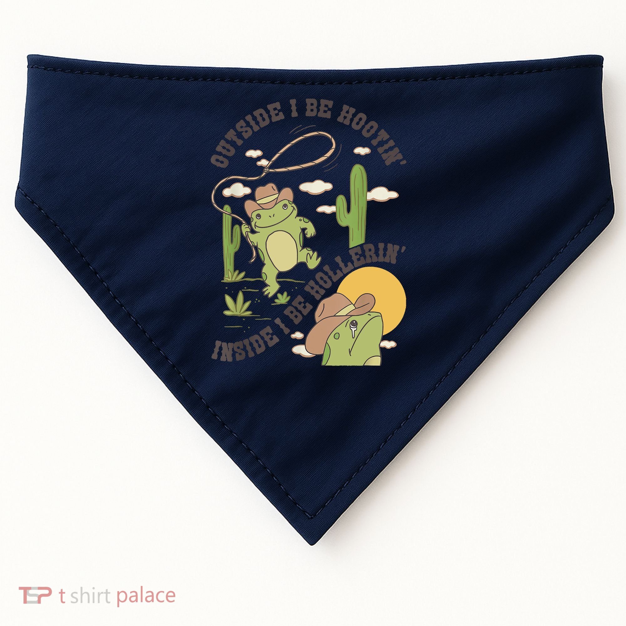 Outside I Be Hootin Inside I Be Hollerins Frog USA-Made Doggie Bandana