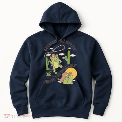 Outside I Be Hootin Inside I Be Hollerins Frog Hoodie