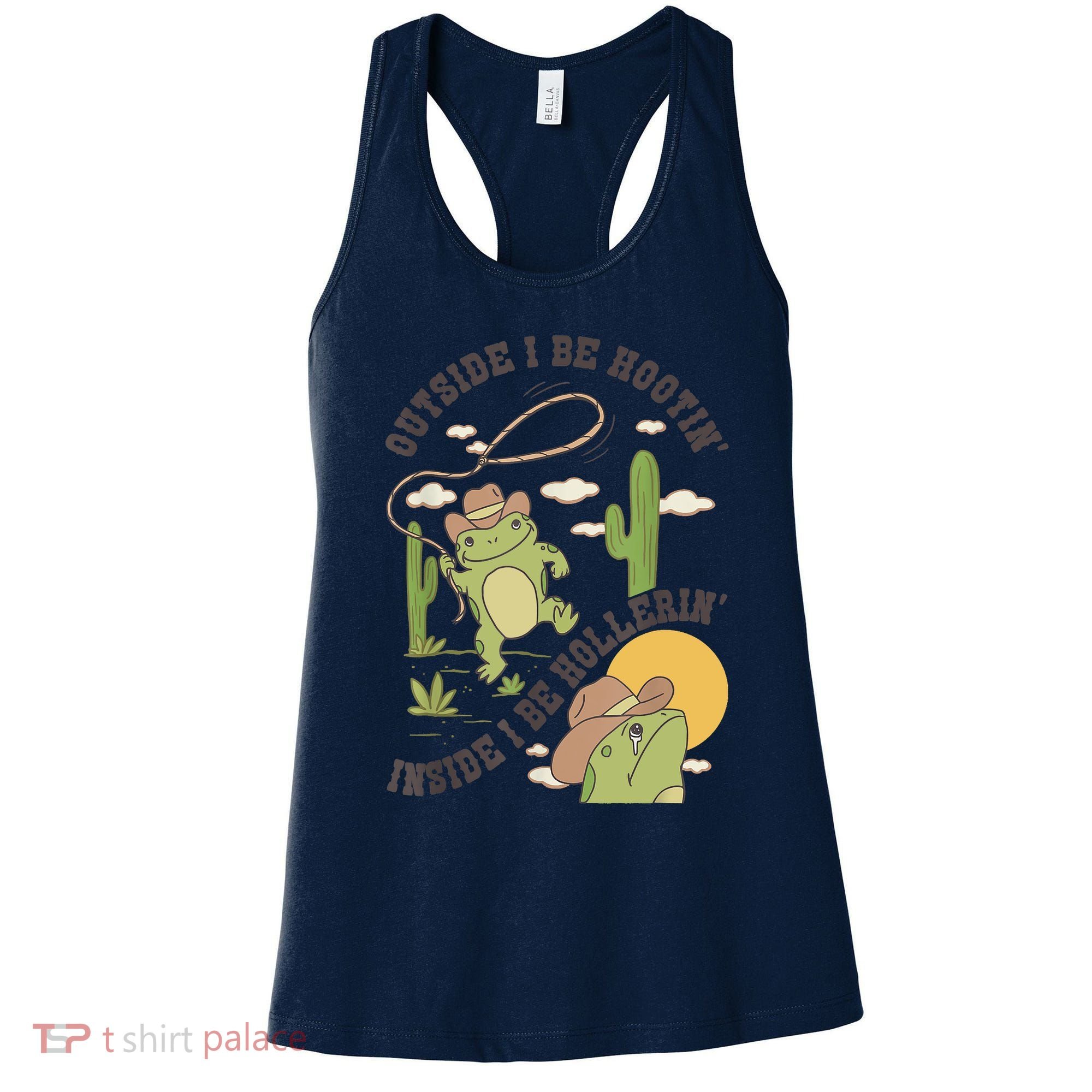 Outside I Be Hootin Inside I Be Hollerins Frog Women's Tank Top