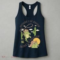 Outside I Be Hootin Inside I Be Hollerins Frog Women's Tank Top thumb 3