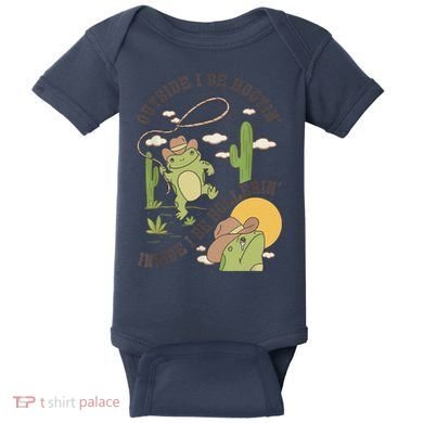 Outside I Be Hootin Inside I Be Hollerins Frog Baby Bodysuit