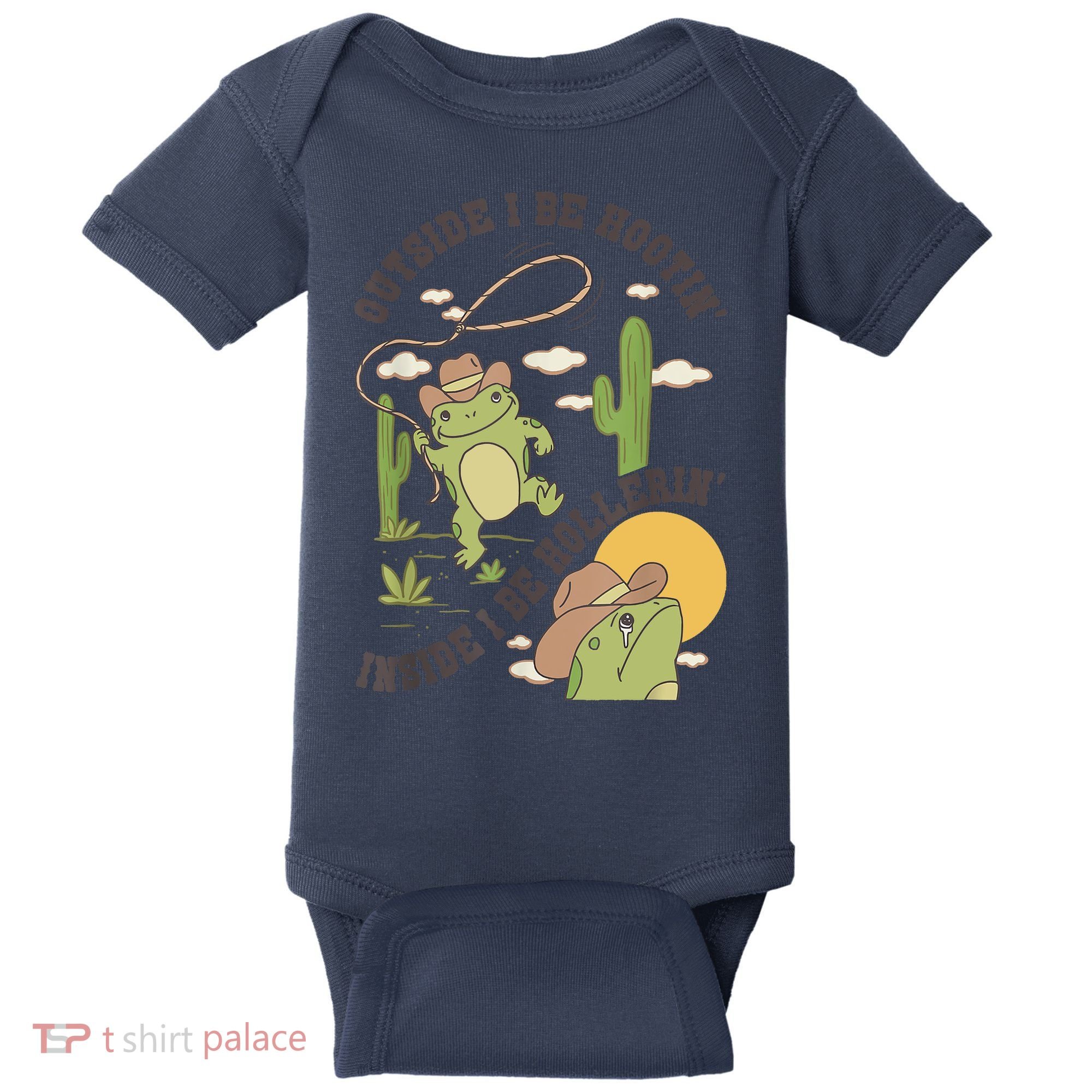 Outside I Be Hootin Inside I Be Hollerins Frog Baby Bodysuit
