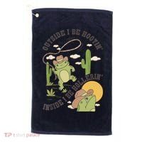 Outside I Be Hootin Inside I Be Hollerins Frog Golf Towel thumb 0