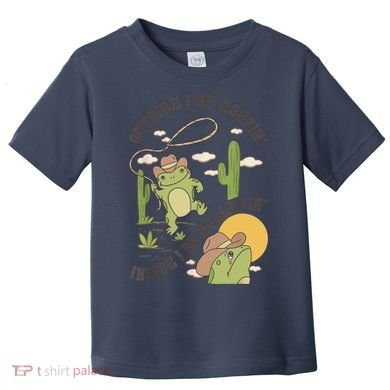 Outside I Be Hootin Inside I Be Hollerins Frog Toddler T-Shirt