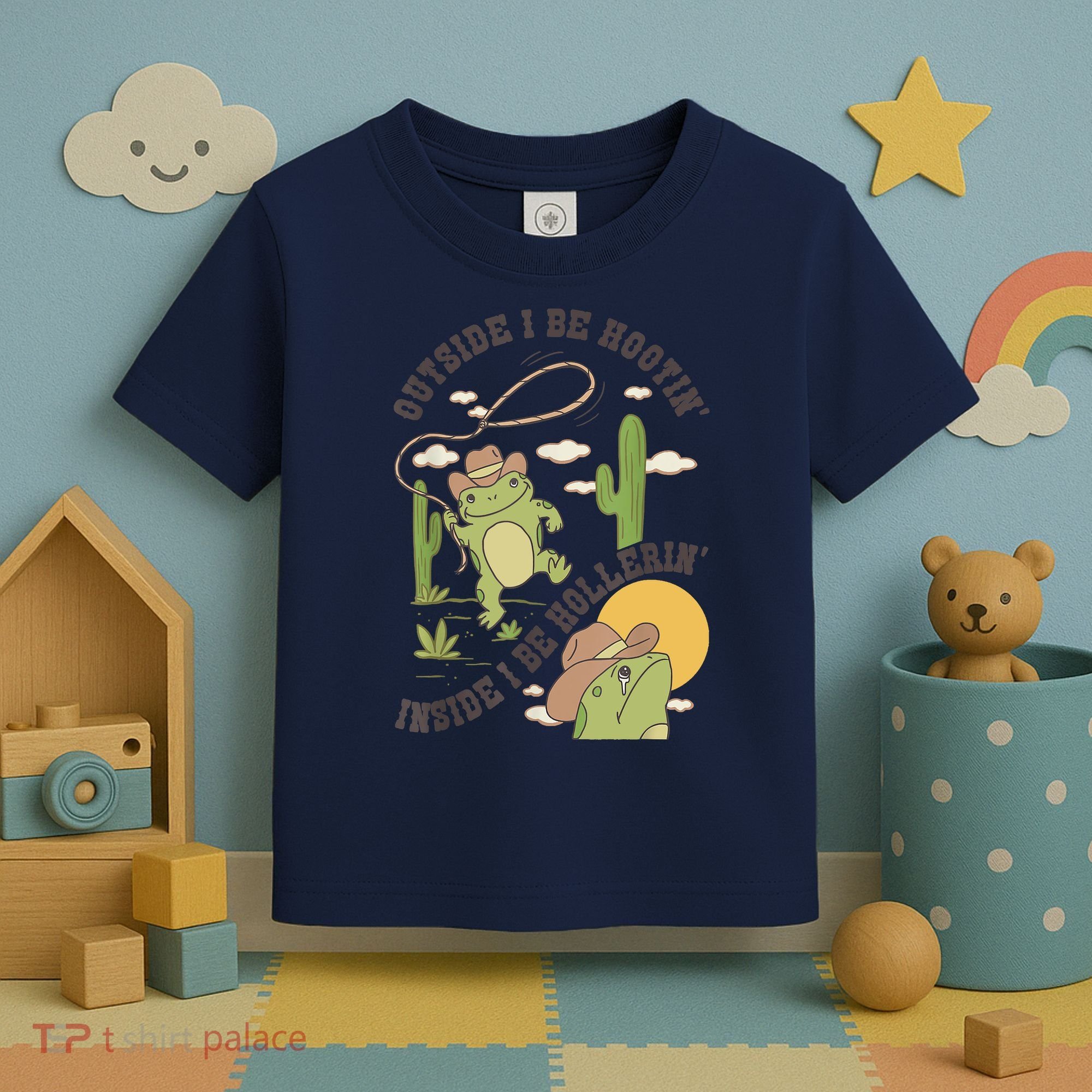 Outside I Be Hootin Inside I Be Hollerins Frog Toddler T-Shirt